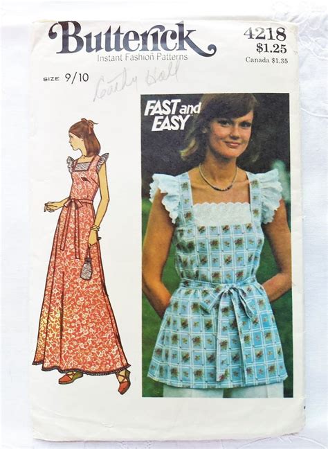 Boho Chic 70s A Line Dress Or Smock Top With Square Neckline Lace Trim Belt Easy To Sew