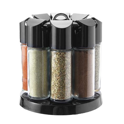 8 Jars Rotating Spice Rack Carousel Kitchen Storage Container Holder