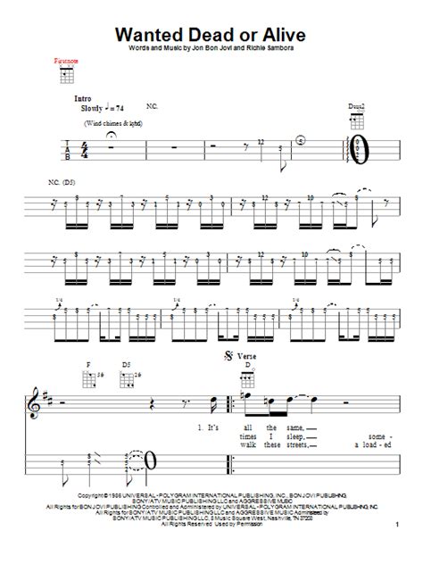 Wanted Dead Or Alive Guitar Chords