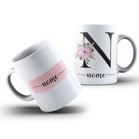 Caneca Personalizada Inicial E Nome Floral Shopee Brasil