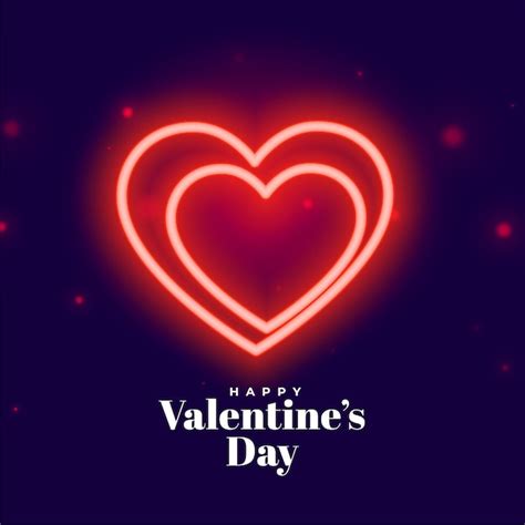 Fondo de corazones de san valentín de neón rojo brillante Vector Gratis