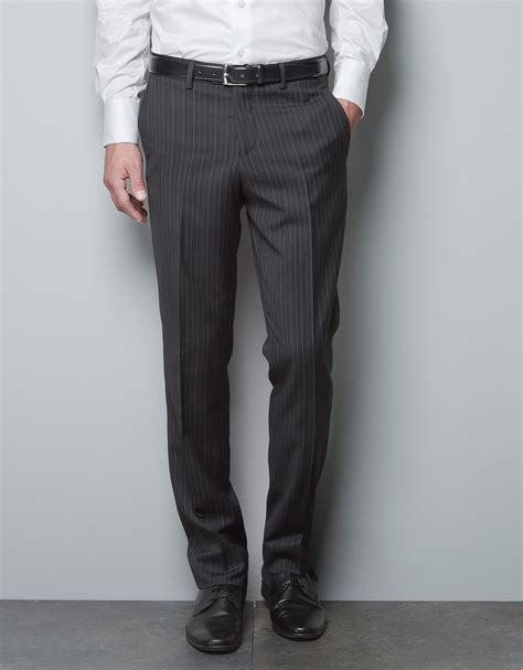 Zara Pinstripe Trousers In Gray For Men Anthracite Grey Lyst