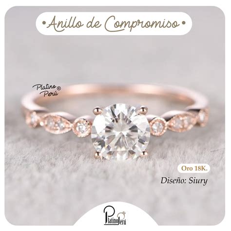 Anillo Compromiso en Oro Rosa 18K Siury Platino Perú Joyería