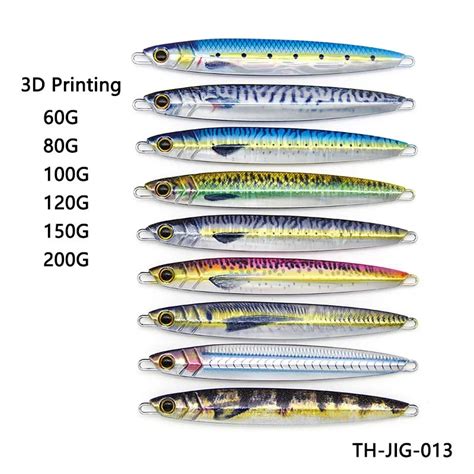 3D 60g 80g 100g Print Knife Jig Jigging Lure With Assist Hook Slow Jig