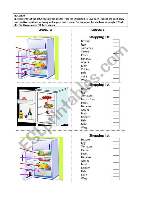 Whats In The Fridge ESL Worksheet By LadGeorge