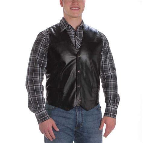 Cripple Creek Mens Western Leather Vest Black