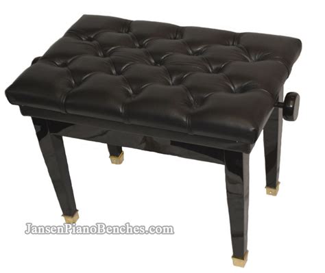 Leather Adjustable Piano Bench With Brass Ferrule Legs Jansen Piano