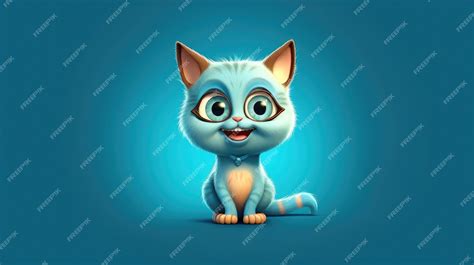 Premium Photo A Blue Cat With Big Eyes Sits On A Blue Background