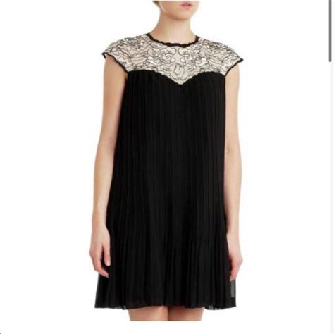 Ted Baker London Dresses Ted Baker Sew In Love Wastila Lace Pleated Mini Black Dress Sz