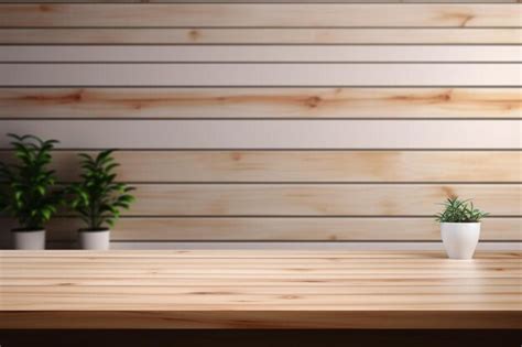 Premium Photo A Wooden Table Topped With A Potted Plant