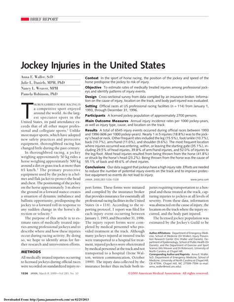 (PDF) Jockey injuries in the United States