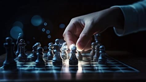 Premium Photo A Person Playing Chess With A Hand On The Chess Board