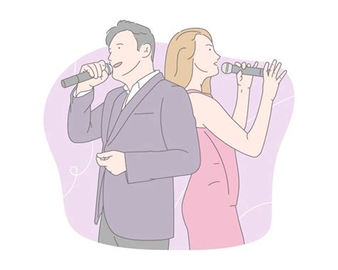 Premium Vector Couple Duet Singing Together