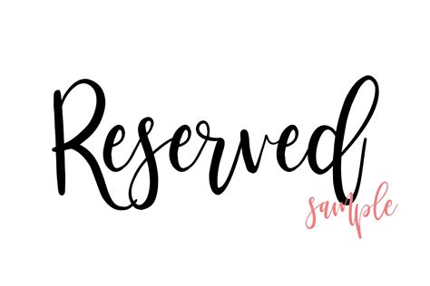 Reserved Printable Sign