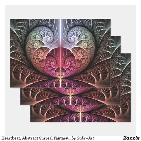 Heartbeat Abstract Surreal Fantasy Fractal Art Wrapping Paper Sheets