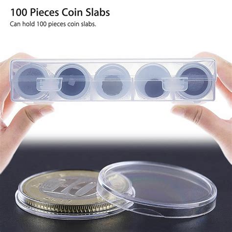 Buy 30mm Clear Round Plastic Coin Capsule Box Holder 100pcs Coin Slabs