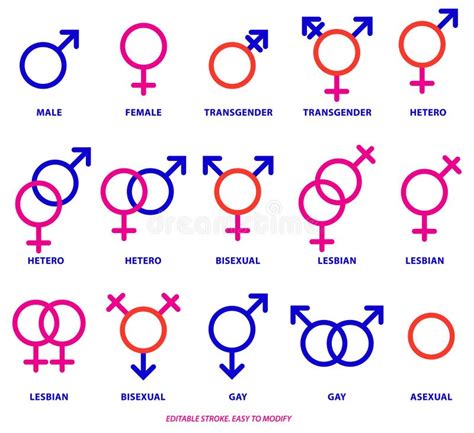 Gender Symbols Set Sexual Orientation Icons Male Female Transgender