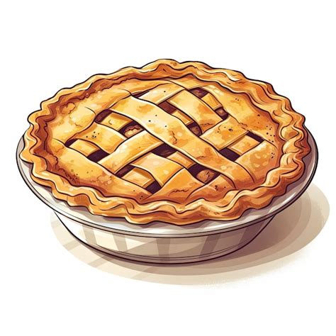 Premium Photo | A drawing of a pie with a golden apple filling.