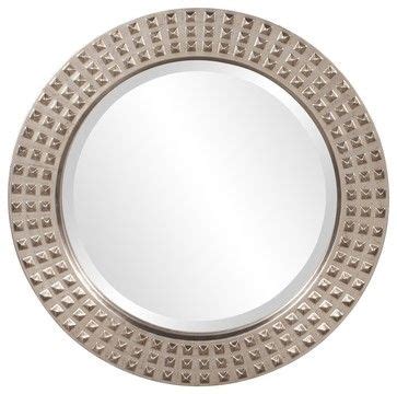 Studded Silver Round Mirror Contemporary Mirrors By Fratantoni