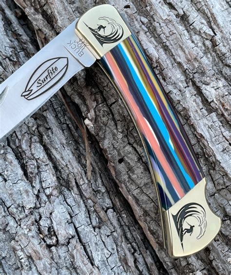 Buck 110 Yellowhorse Custom Agate Surfite Folidng Hunter