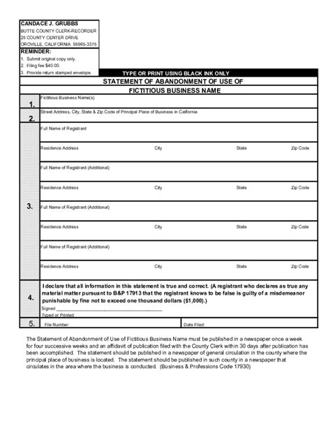 Fillable Online Fictitious Business Name Statement Of Fax Email