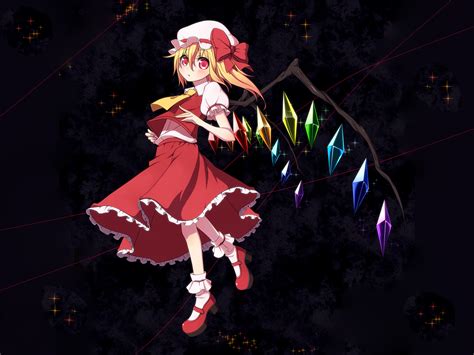 Blonde Hair Chika Flandre Scarlet Hat Ponytail Red Eyes Short Hair