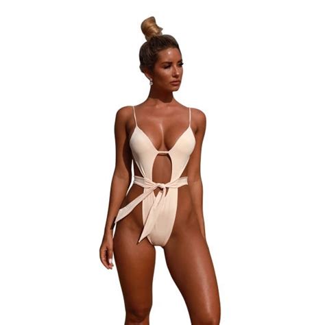 Front Tied Backless Bikini One Piece Hollowed Sexy Swimsuit Swimwear And One Piece Swimsuit Price