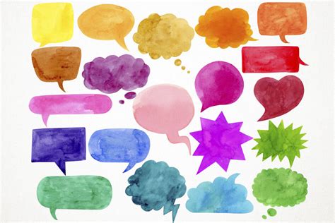 Watercolor Speech Bubbles Clipart Speech Bubbles Clip Art By
