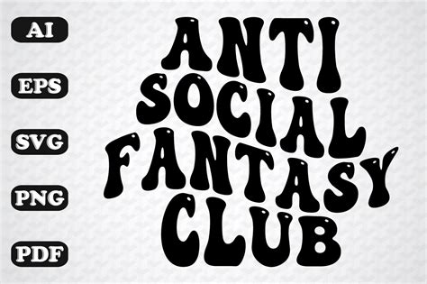 Anti Social Fantasy Club Wavy Svg Graphic By Sujon1638 · Creative Fabrica