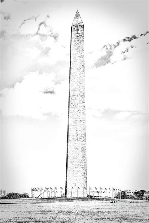 Washington Monument In Black And White Photograph By Emily Kay