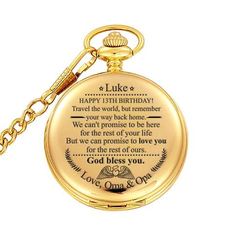 To My Grandson Birthday Gift Engraved Men S Pocket Watch Grandson Gift