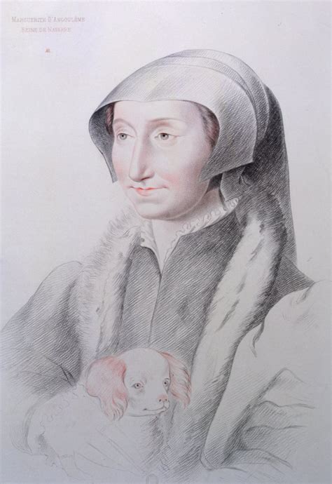 Portrait de Marguerite d Angoulême reine de Navarre avec un chien sur