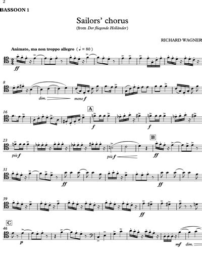 Sailors Chorus from Der fliegende Holländer Sheet Music by Richard