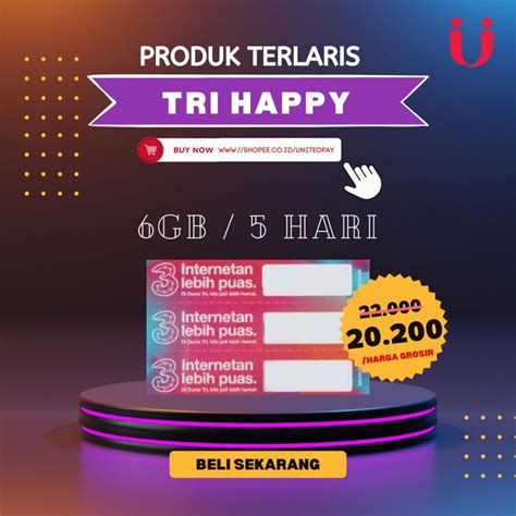 Jual Voucher Tri Happy 6GB 5 HARI BELI 2 LEBIH MURAHHH Shopee