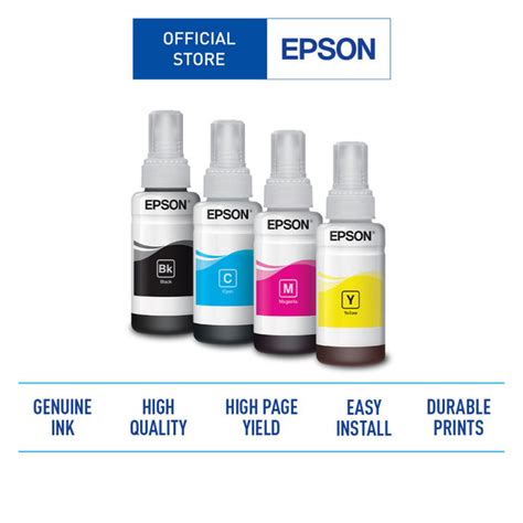 Epson T664 Ink Bottle Black Cyan Magenta Yellow Lazada