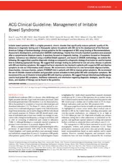 ACG Clinical Guideline Management Of Irritable Bowel Acg Clinical