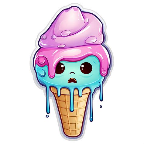 Premium AI Image | Colorful Melancholy Sad Face Melting Ice Cream ...