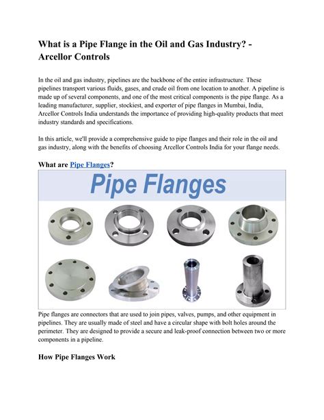 What Is A Pipe Flange In The Oil And Gas Industry Arcellor Controls