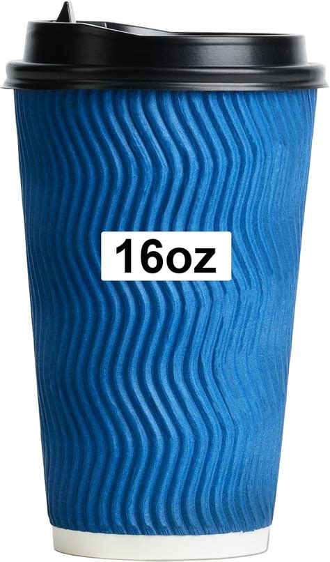 Paracity Insulated Paper Disposable Coffee Cups 16oz 50