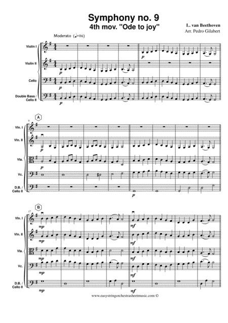 Ode To Joy Beethoven Symphony No 9 For Easy String Orchestra Arr