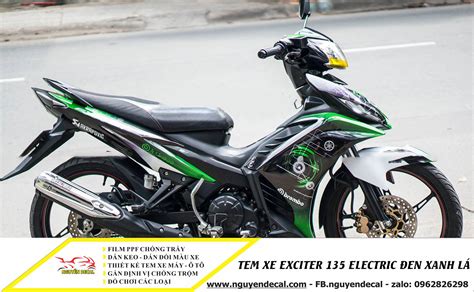 Tem xe exciter 135 electric đen xanh lá Nguyễn Decal Chuyên Dán Keo