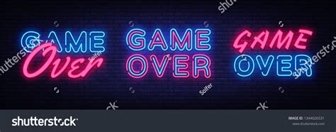 Game Over Neon Signs Set Design Template Big Royalty Free Stock