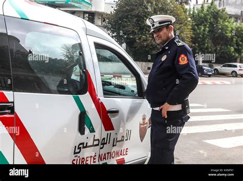 Rabat Morocco January 2 2018 A Police Officer Outside A Surete