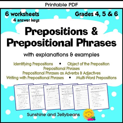 Prepositions Prepositional Phrases Worksheets Grades