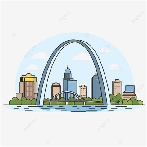 St Louis Arch Clipart St Louis Arch Flat City St Louis River And ...