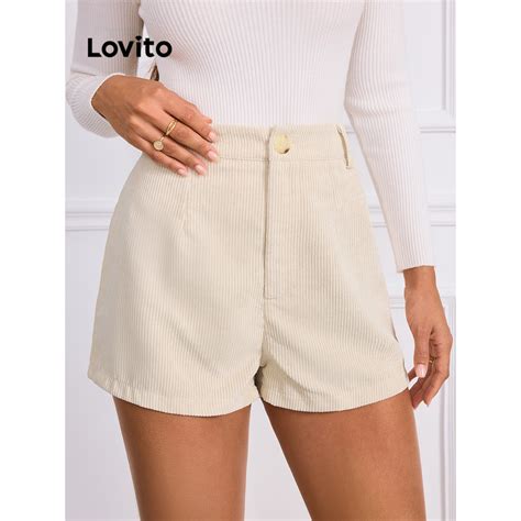 Lovito Shorts Casuais De O Liso Para Mulheres Lbl Shopee Brasil