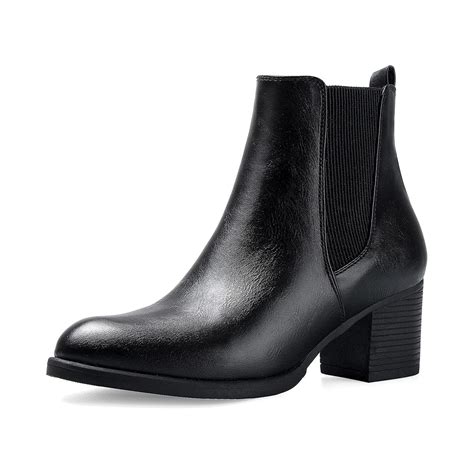 Mysoft Women Black Chelsea Boots Female Chunky Heel Ankle Booties