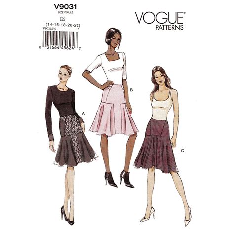 Skirt Sewing Pattern Vogue Fit Flare Skirt Raw Edge Etsy Canada