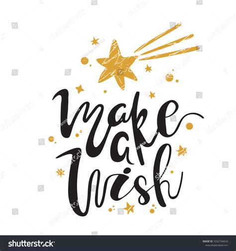 Make Wish Calligraphy Handwritten Brush Lettering Stock Vector Royalty