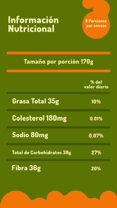 Placeit Nutrition Facts Label Template For Food Value Information